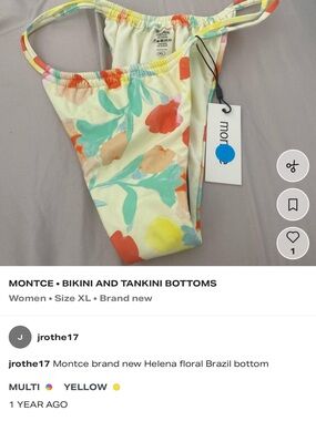 Montce Floral Bikini Bottom in Yellow, Coral & Aqua